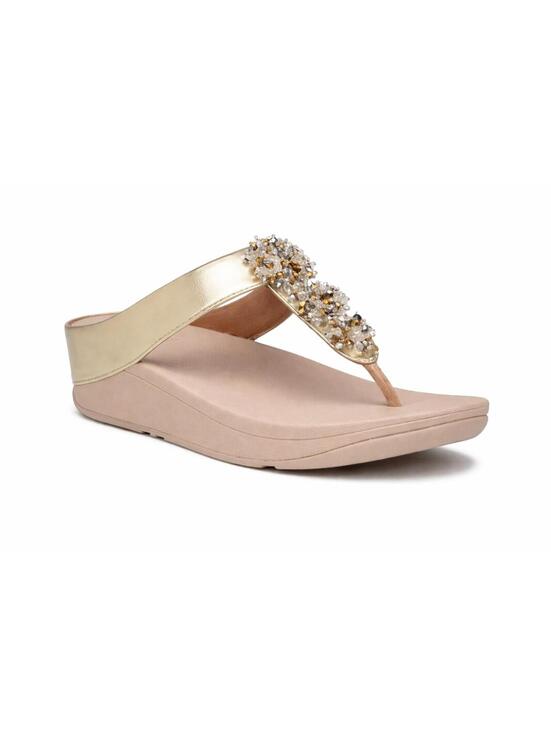 FitFlop Shoes - FitFlop Galaxy Toe Wedge Flip Flop Women’s US 9 Platino Sandals NWB